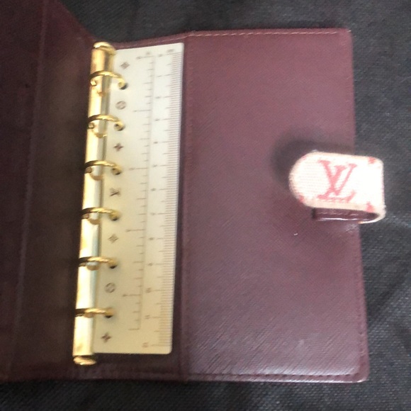 LOUIS VUITTON Mini Lin Red Agenda Binder Passport Holder Credit Card Wallet AUTH - Picture 9 of 17